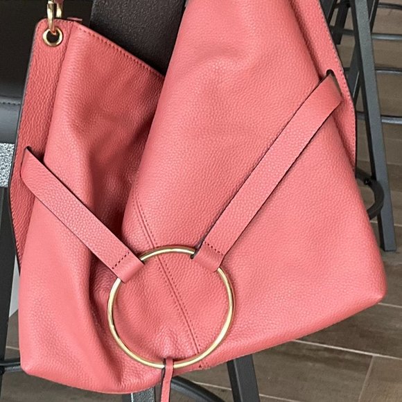 Melrose and Market rose/salmon pink shoulder bag with gold hoop detail - Picture 1 of 7